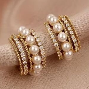 Pearl And Gold Color Gorgeous Earrings